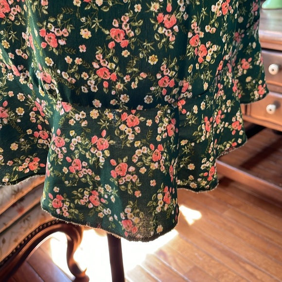 Purple Snow dark green Flower Print Mini Length Dress Size Large - Picture 7 of 13